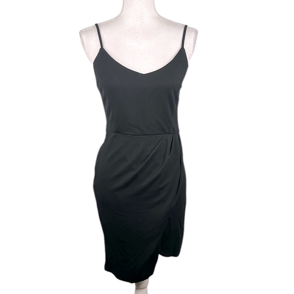 Zalalus Little Black Dress Spaghetti Strap V-Neck Cocktail‎ Dress Size Large